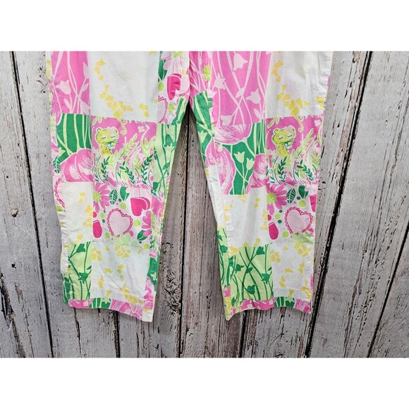BF Women's 10 VINTAGE LILLY PULITZER Patchwork Tapered Leg Khaki Chino Pants EUC - Picture 3 of 8